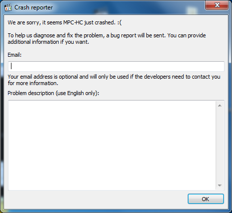 Crash reporter dialog